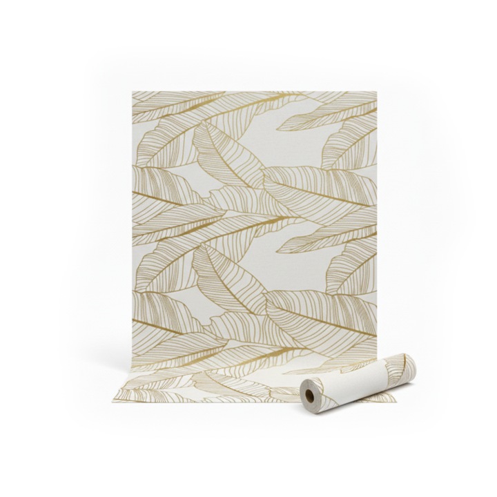 Rola tapet autoadeziv premium NEXTLY, marmura alba, waterproof, ajustabil, adeziv puternic, usor de montat, acoperire 3.6 mp, 120x300 cm, 2.5 mm grosime, alb-auriu