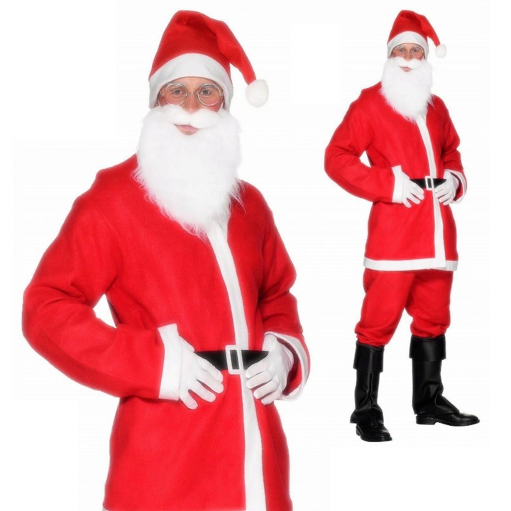 Костюм на Дядо Коледа, Top Gift z o.o. Sp. K, пълен комплект 5 части, мек материал, универсален размер