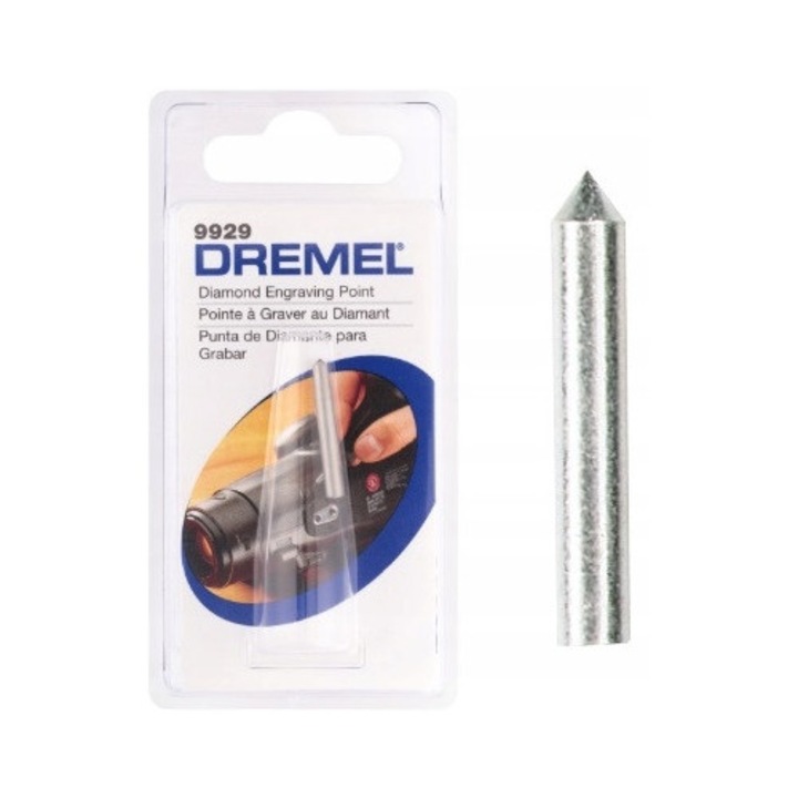 Bit de gravare Dremel 9929, 3x3x20mm, pentru materiale dure