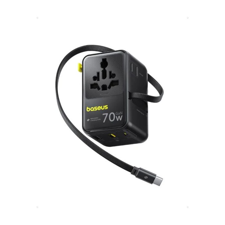 Adaptor de calatorie universal Baseus EnerCore CG11 2AC+2U+2C 70W, negru