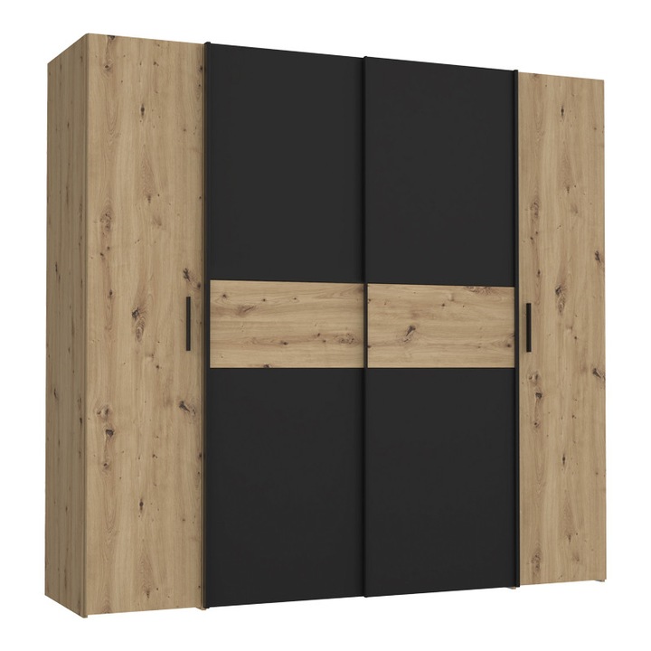 Dulap haine Bekerk, negru/stejar, 200x61.5x190.5 cm