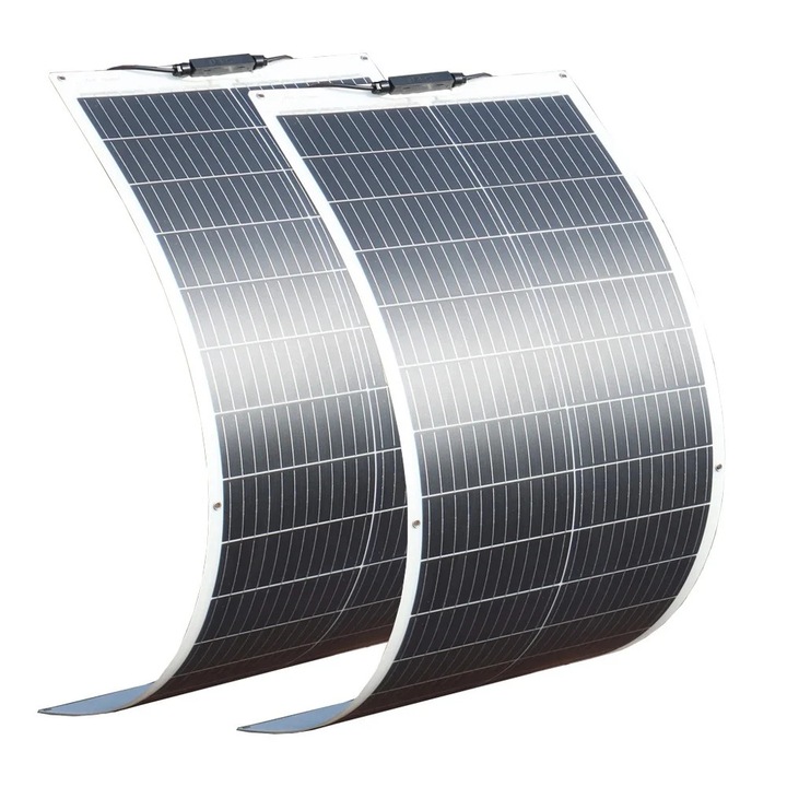 200W 12V/24V Monokristályos Rugalmas Napelem Készlet, 2x100W, Fekete