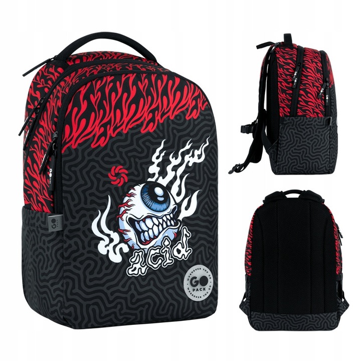 Rucsac pentru scoala, pentru baite, clasa 5-9, 2 compartimente, negru, GoPack