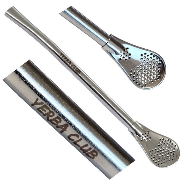 Bombilla, 15,5cm, filtru din otel inoxidabil, 22mm, argintie