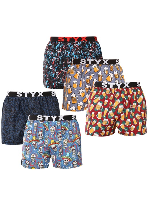 Set 5 boxeri barbati Styx, multicolori