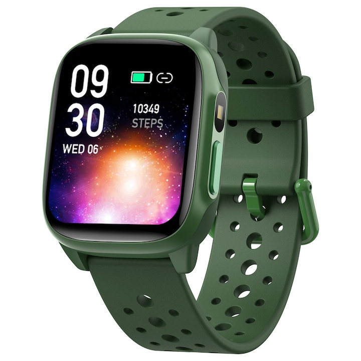 Ceas smartwatch si bratara fitness copii ZONEY, 12 jocuri, 1.5", lanterna, Apeluri, Notificari Sms/Social Media, monitorizare activitati fizice, somn, ritm cardiac, pedometru, player muzica, Negru