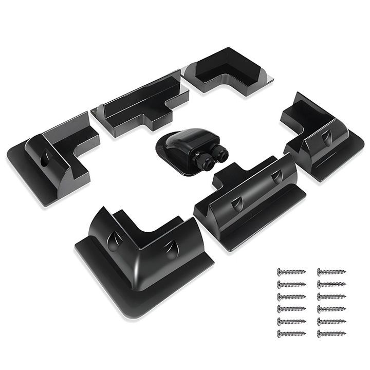 Kit suporturi montare panouri solare, Omelivon, 7 piese, Sistem termic, Fara gaurire, Pentru rulote, barci, acoperis plat, ABS, Negru