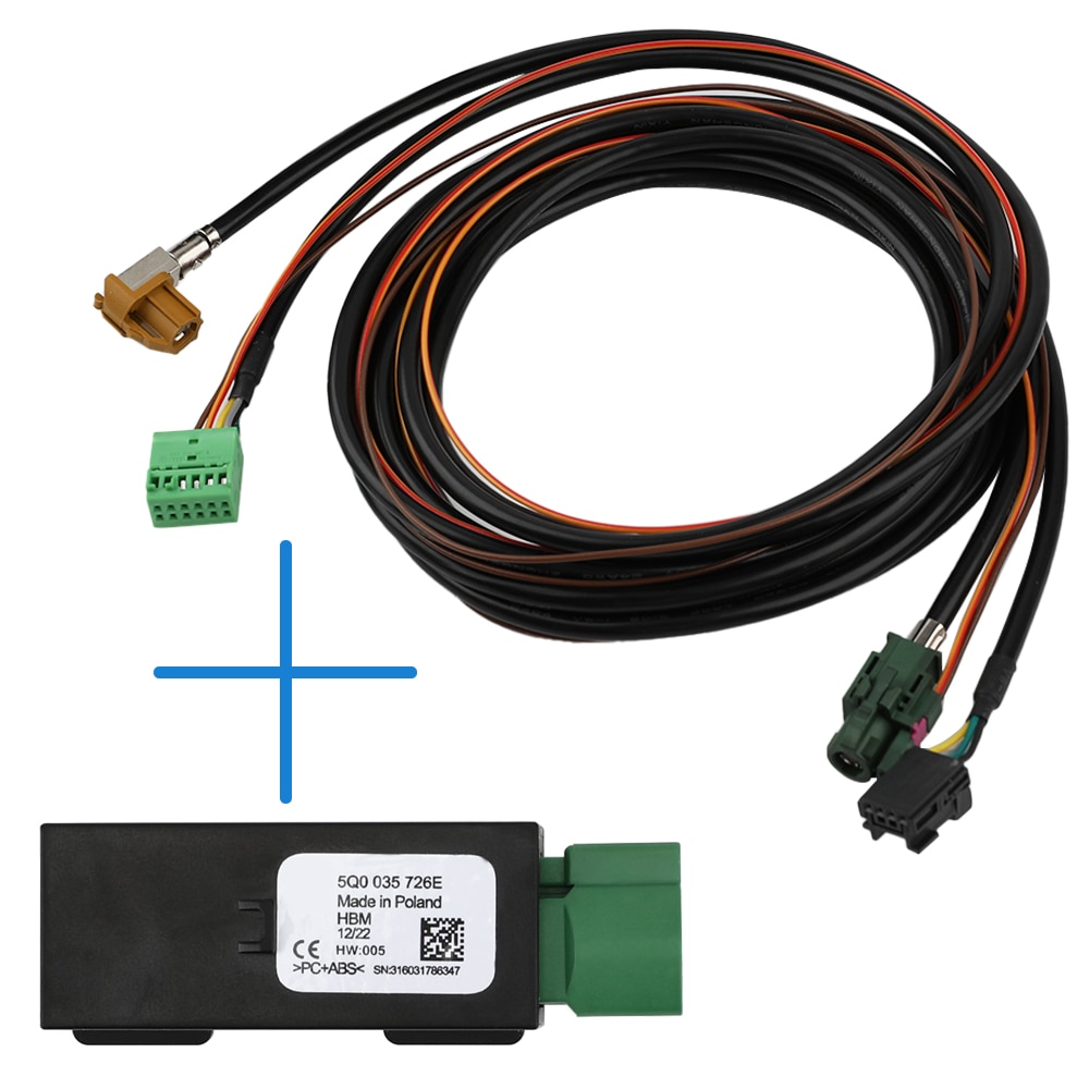 Comutator USB AUX CarPlay Volkswagen - detaliu conector si cablu adaptor 5G0035222E