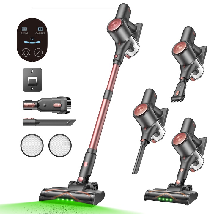 Aspirator vertical fara fir Vactidy V10 Pro, 45 min, 50 kPa, 400 W, functie de iluminare LED