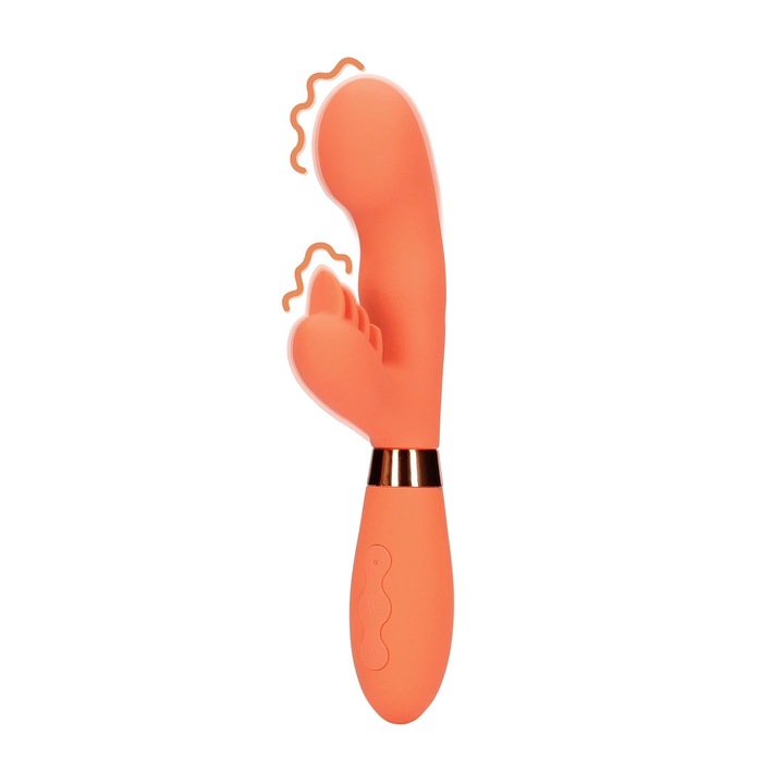 Vibrátor Loveline Glazed Carrots, orvosi szilikon, 20x3,5cm, pilóta, vízálló, narancssárga