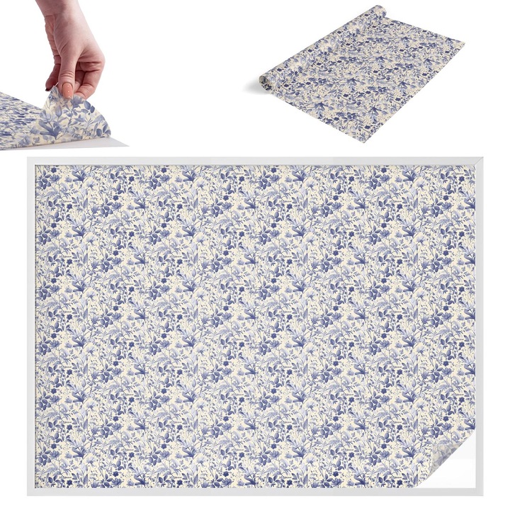 Декоративно фолио за стъкла и прозорци, Wallfluent, Флорална симетрия, Бежово, 200 x 146 cm, с ефект на витраж, Подходящо За Кухня, Баня, Офис, 010450850090000282863