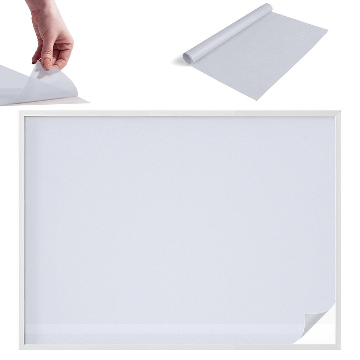 Декоративно фолио за прозорци, Wallfluent, Плътен цвят, Сив, 200 x 146 cm, с ефект на витраж, Лесно За Монтаж И Почистване, 0104508500900ccd2d8e4