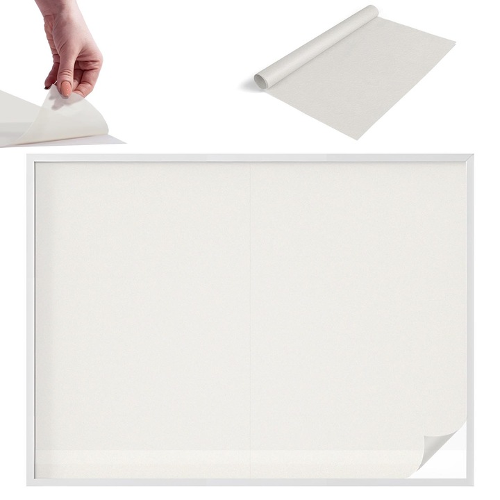 Декоративно фолио за прозорци, Wallfluent, Деликатно сиво-бяло, Бяло, 200 x 146 cm, с ефект на витраж, PVC, 0104508500900ccece9e0