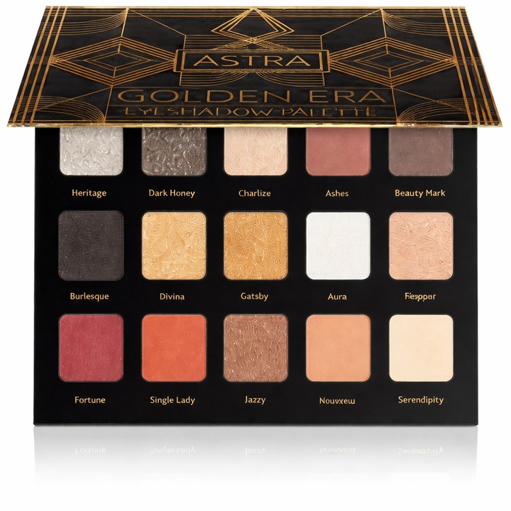 Paleta Farduri Ochi Astra Golden Era, tonuri aurii, finish mat/strălucitor, pudră compactă