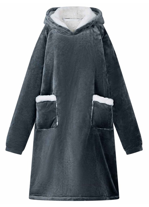 Hanorac patura vidaXL, Albastru marin M Fleece si Flanel