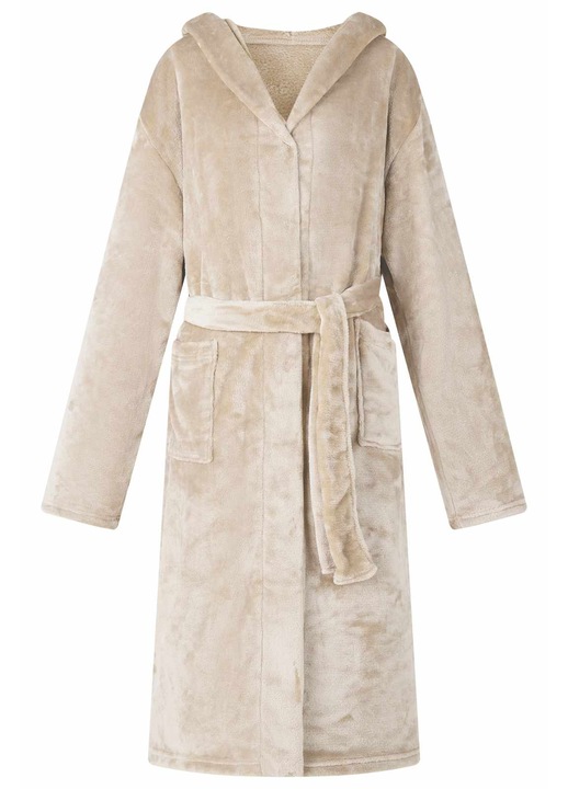 Женски халат с качулка, vidaXL, бежов, 130x130 см, фланел