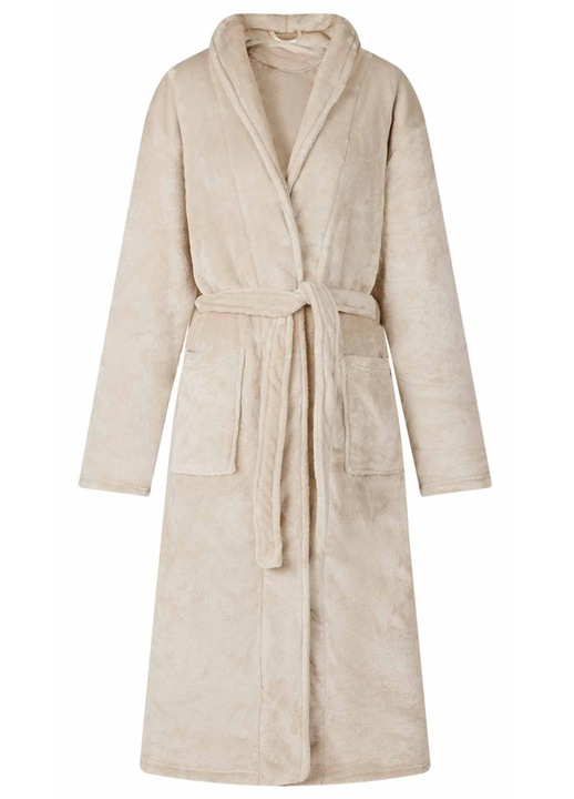 Халат без качулка, vidaXL, бежов, фланела, XL, 125x122 см