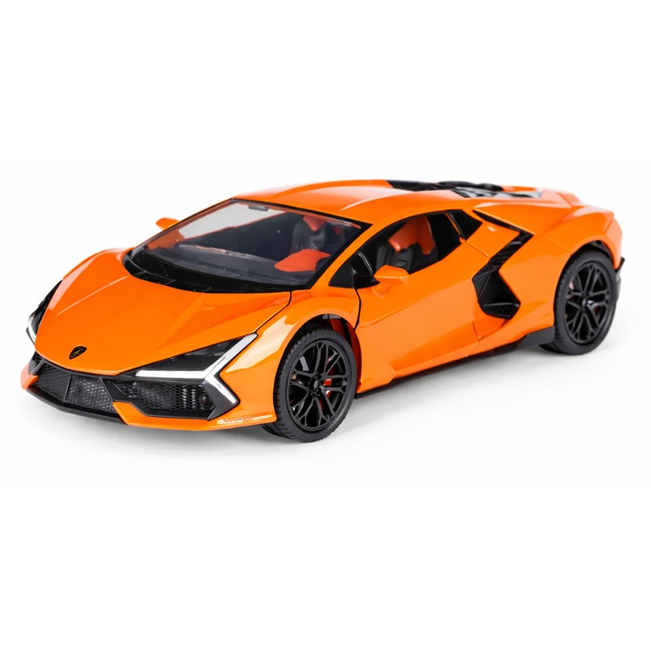 Masinuta Metalica Lamborghini Revuelto 1:24, Usi Fluture, Portocalie, 21cm