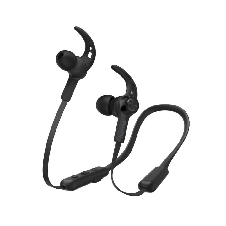 Căști Bluetooth sport Hama Freedom Neck III, confortabile, 3 dimensiuni silicone, negre, 23g