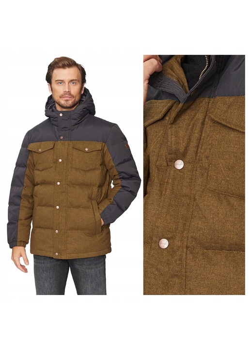 Jacheta Barbati, Wrangler, Down Jacket, Regular Fit, Design Clasic, Maneci Lungi, 2 Buzunare, Cu Fermoar, Bumbac, 3XL INTL, Maro