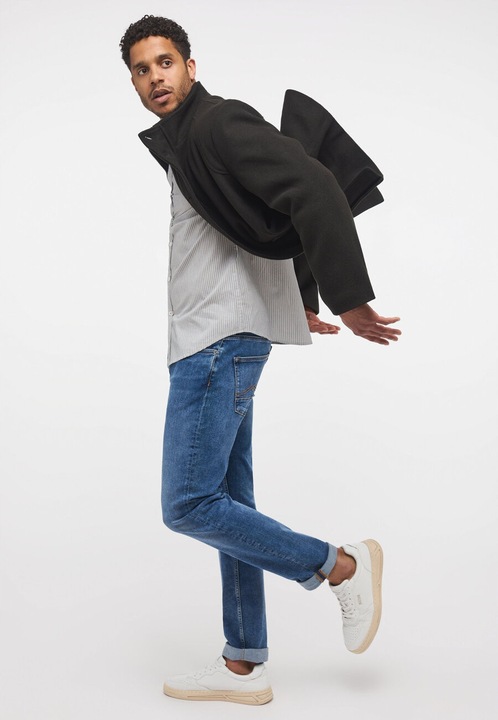 Férfi kabát, Mustang, David téli kabát, normál szabású, klasszikus design, hosszú ujjú, 2 zseb, gombos, pamut, 2XL INTL, fekete