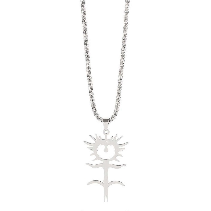 Colier unisex din otel inoxidabil, lungime 60cm, argintiu, set 1 buc.