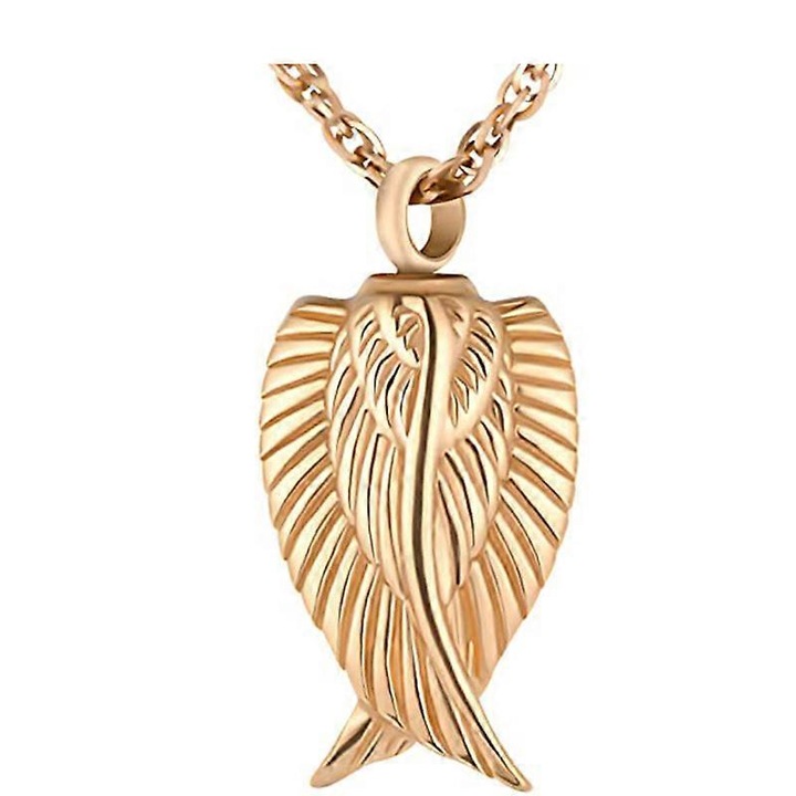 Colier cu aripi de inger, din otel inoxidabil, 2.5x1.5cm, lungime ajustabila 50+5cm