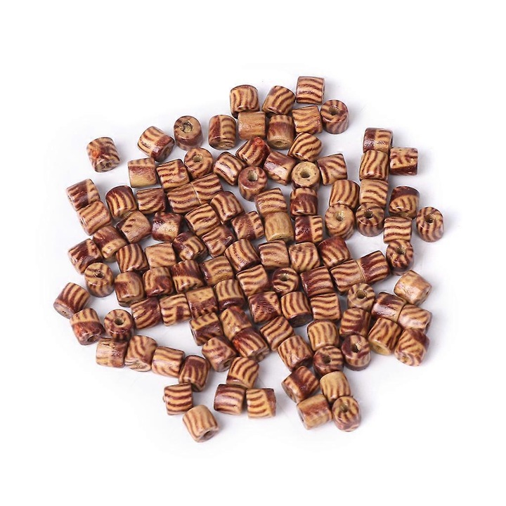 Set 100 bucati margele din lemn 5x5mm pentru bijuterii