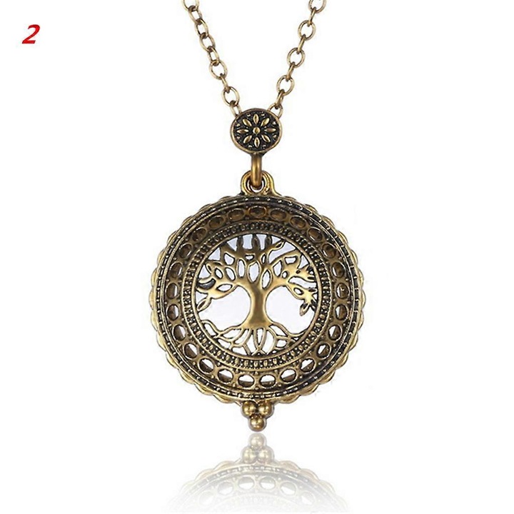 Colier vintage, metal, 4.3x3.5cm, lungime lant 64cm, model 2 - Copacul Vietii