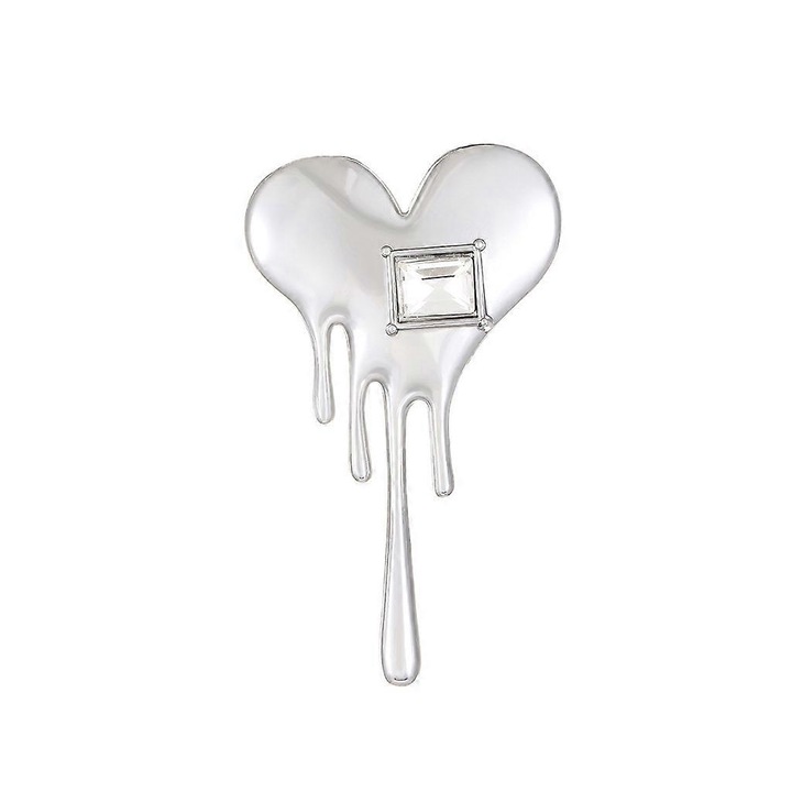 Brosa inima, alb, 5.8x3.4cm