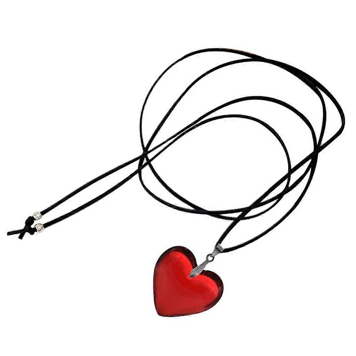 Colier inima, bijuterii dama, rosu, 24mm, set 1 buc.