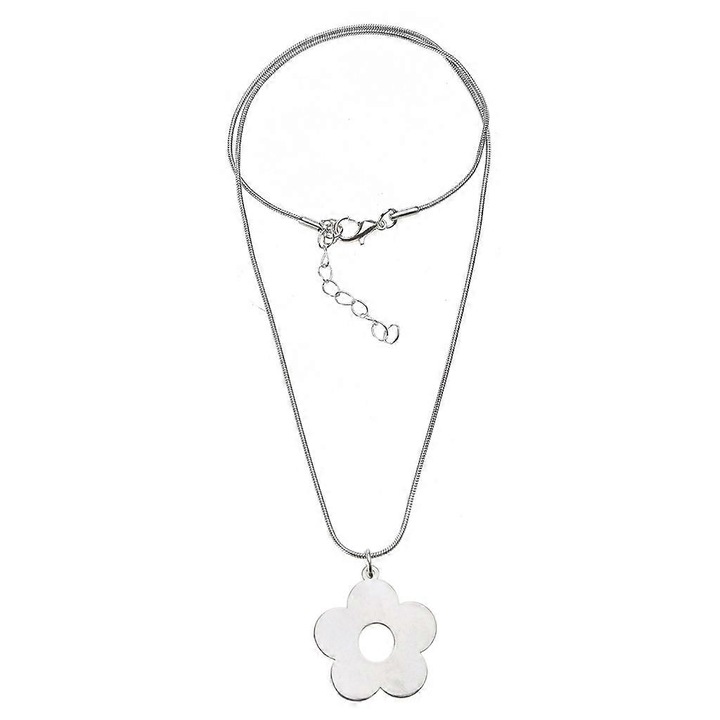 Colier cu floare din acril, lant din cupru, la baza gatului, 1 bucata