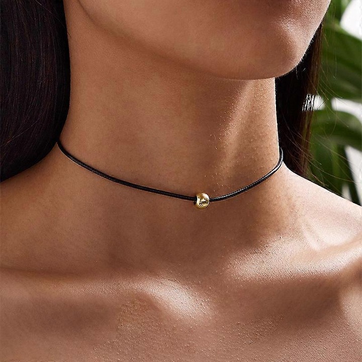 Colier choker, Negru/Auriu