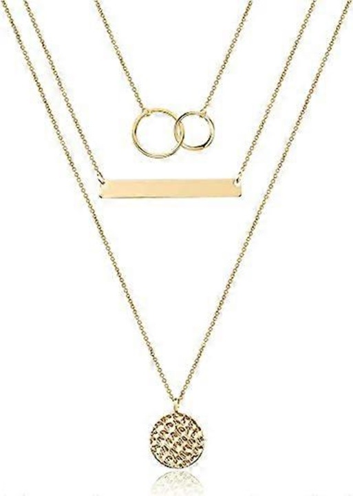 Colier stratificat, 14K aur placat, set 3 piese