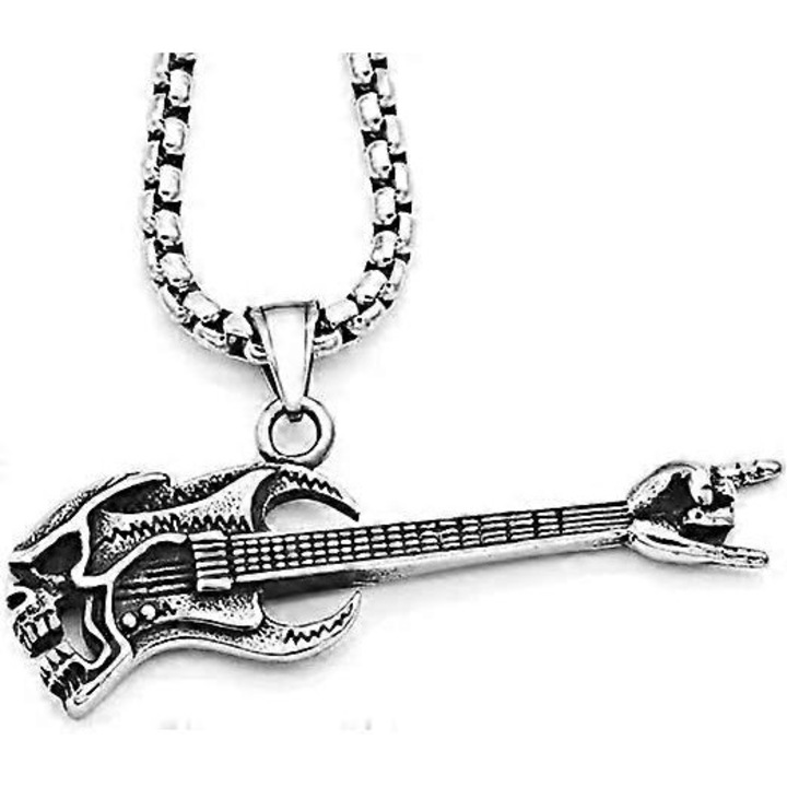 Colier cu pandantiv craniu, inox