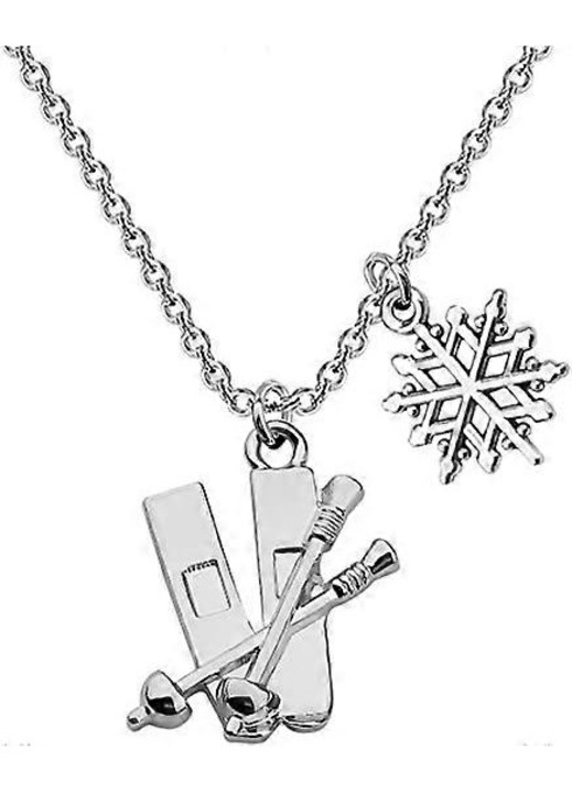 Colier cu pandantiv schi si fulg de zapada