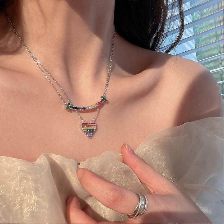 Set 2 bijuterii, pandantiv inima din otel