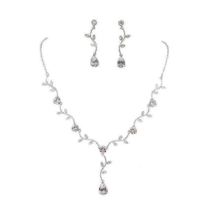 Set bijuterii dama, cristale, perle, design floral, colier/cercei