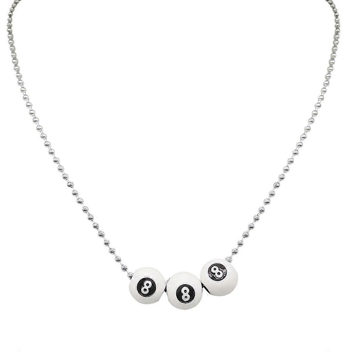 Colier dama, din inox, alb, 45+5cm