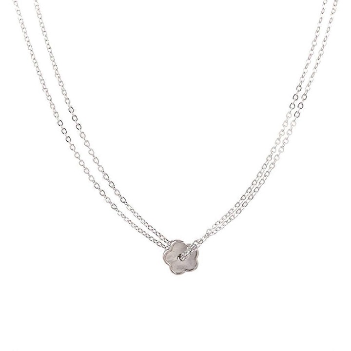 Colier cu flori cu doua straturi, bijuterii dama, 40cm, aliaj