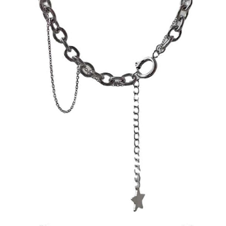 Colier cu pandantiv stea pentru femei, 42cm, din otel titan, set bijuterii
