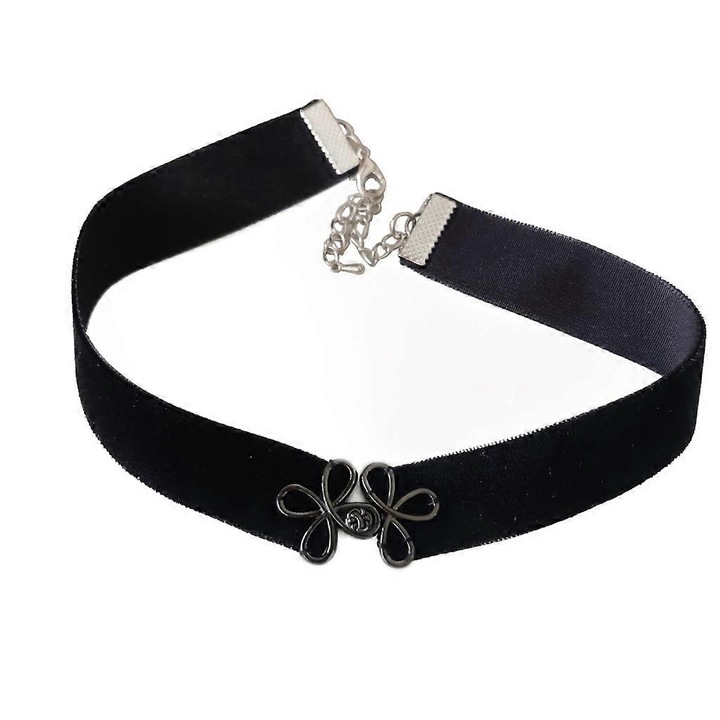 Colier choker din catifea neagra, stil chinezesc, accesorii elegante, 1 bucata