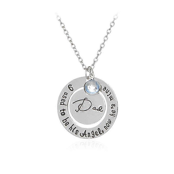 Colier memorial pentru tata, argintiu, 50cm, set bijuterii
