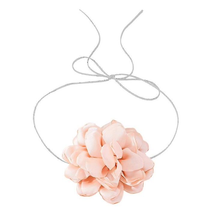 Colier choker cu floare, 160cm, alb/negru/purpura/rosu vin, set bijuterii dama