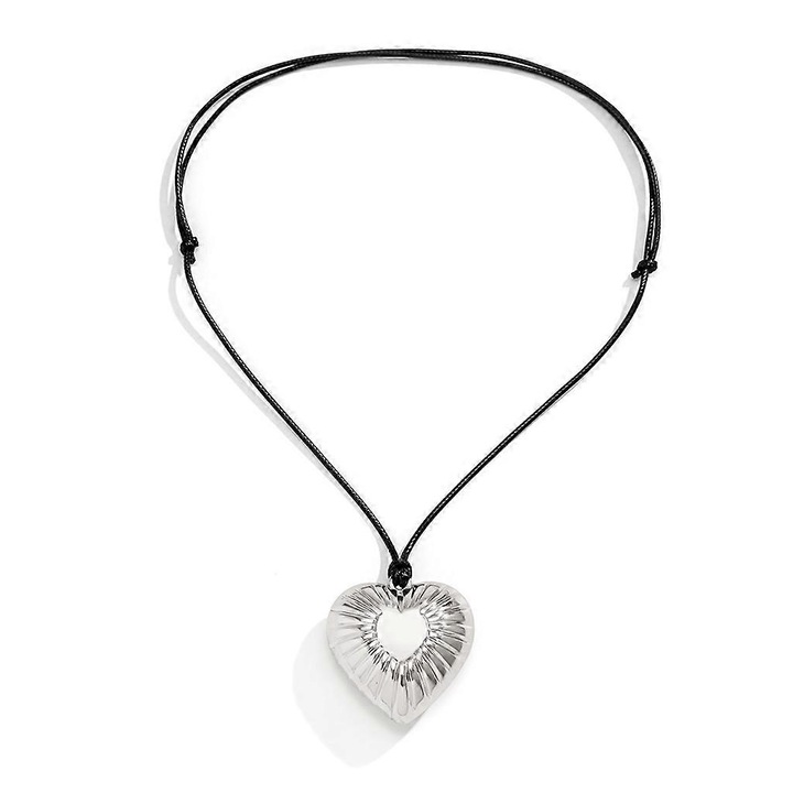 Colier Choker cu Pandantiv Inima din Metal, Retro, 1 bucata, Alloy