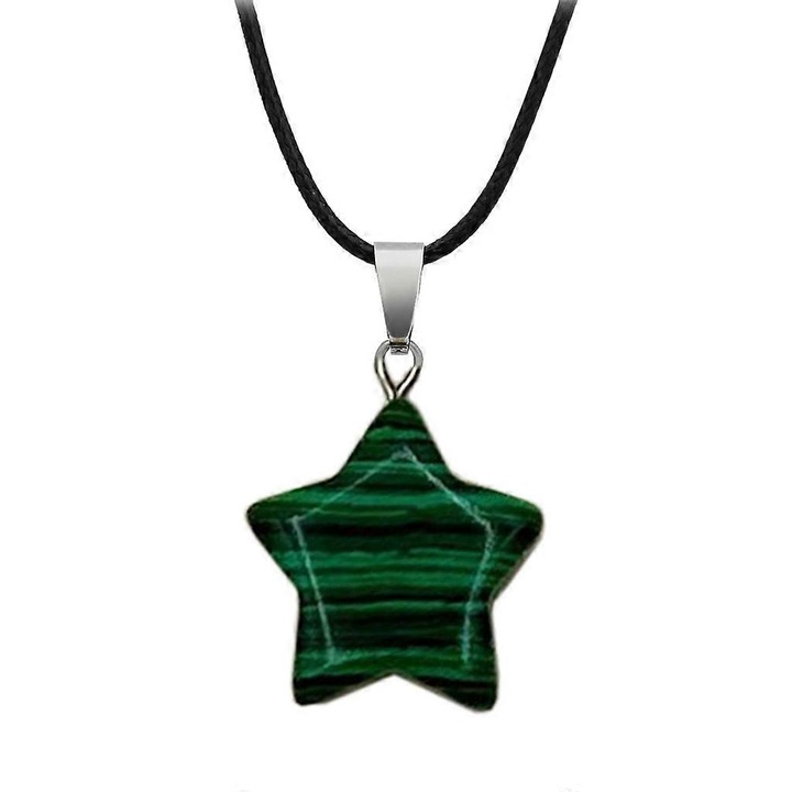 Colier cu pandantiv stea, piele, ajustabil, 1 buc.