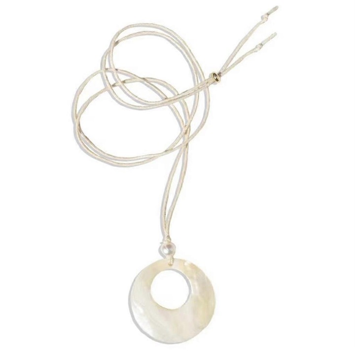 Colier cu pandantiv rotund din scoica, 81cm