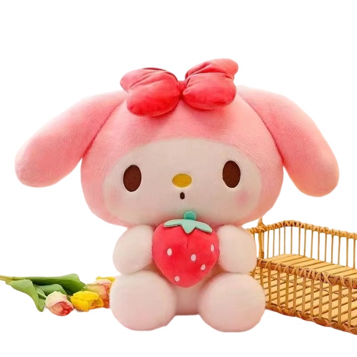 Jucarie de plus, My Melody, 25cm, cu capsuna, pentru copii si prescolari
