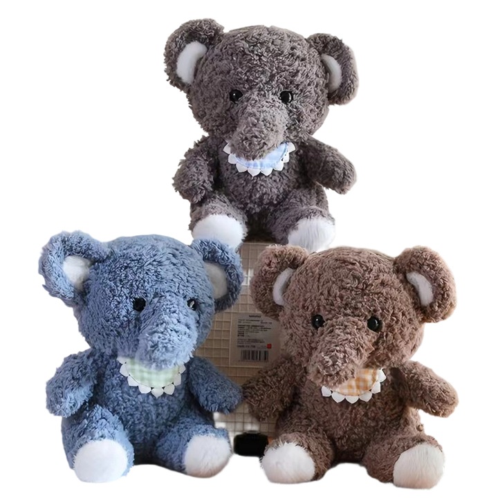 Jucarii de plus, elefant cu fular, 23cm, design aleatoriu, set pentru copii si bebelusi