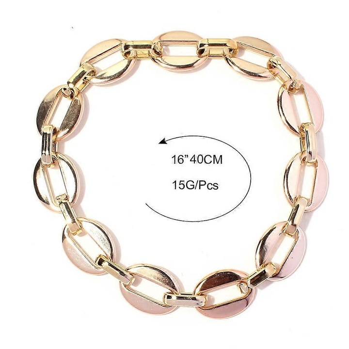 Colier pentru caini, metalic, lungime 40cm, culoare aurie, design geometric